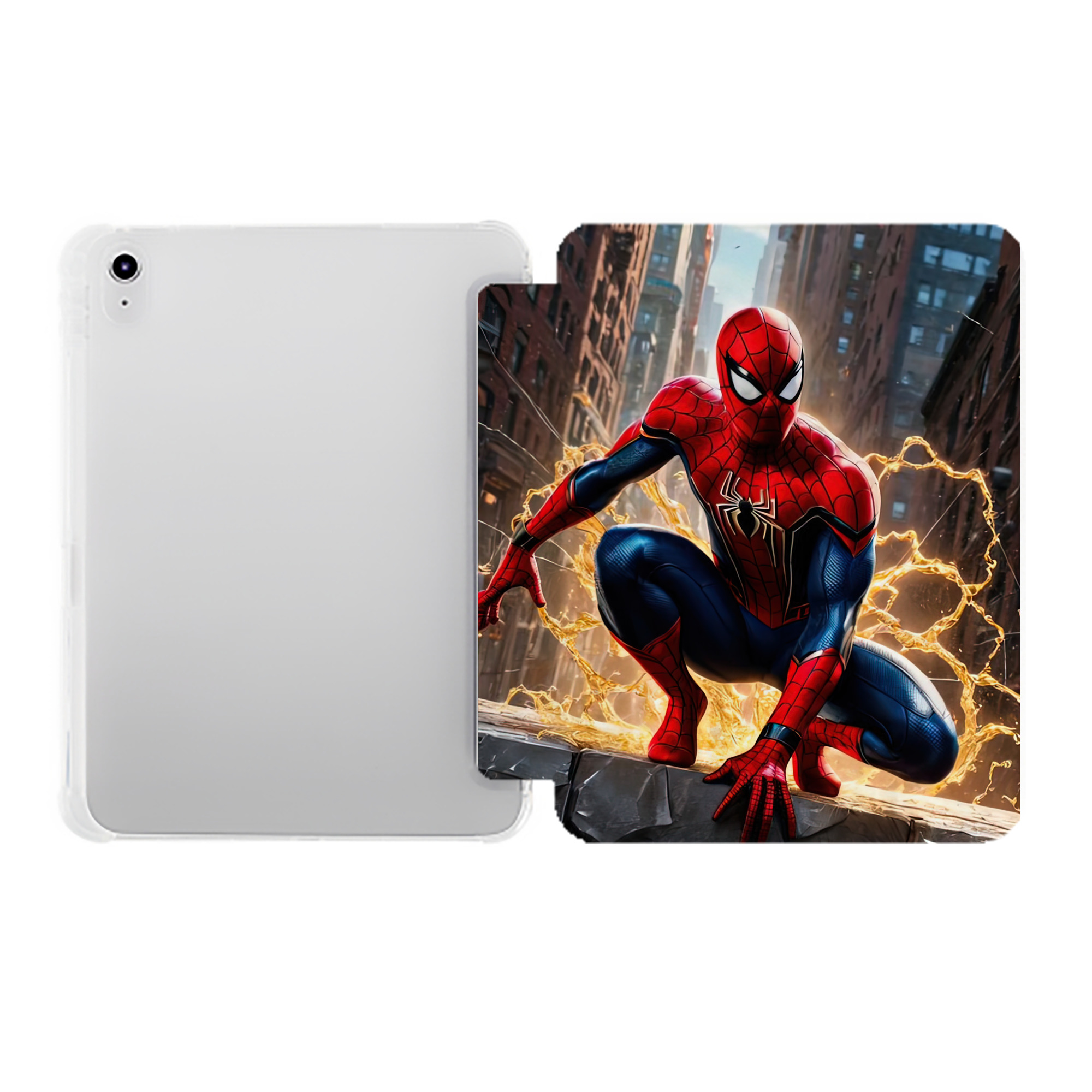 （画像用） Spider Man スパイダーマン IPad ケース ペン収納付き 三つ折りスタンド PUレザー×シリコン 対応機種9.5/10.5/10.9インチ
